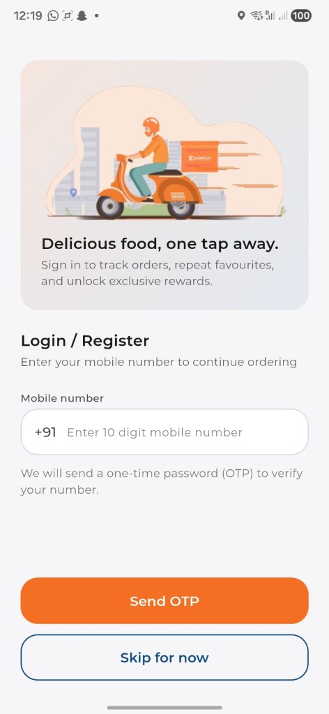 DelishGo Fast OTP Login