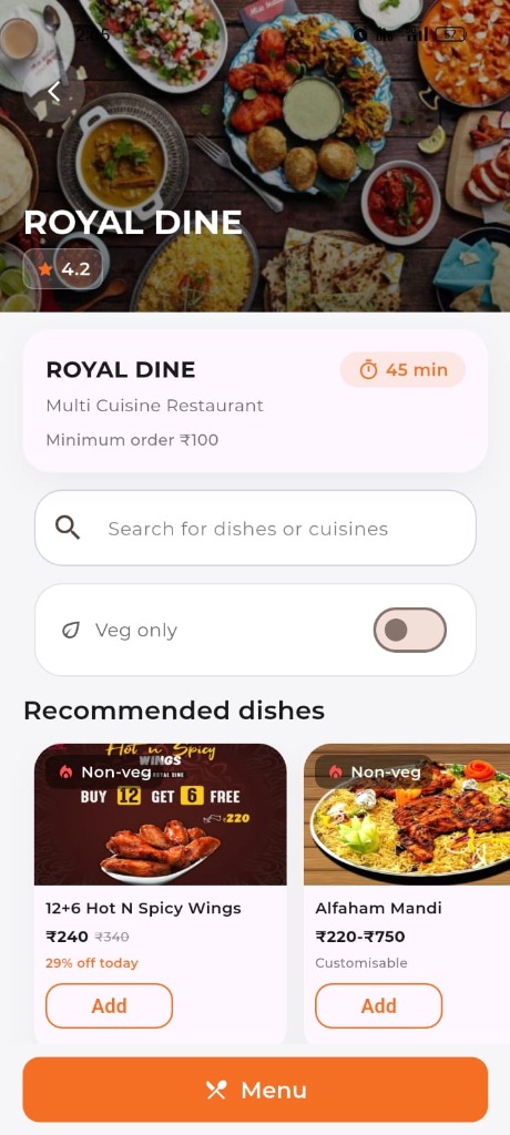 DelishGo Menu Screen